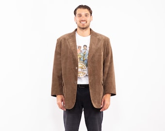 90s Beige Corduroy Blazer, Vintage Preppy Sport Coat, Men's Size XL