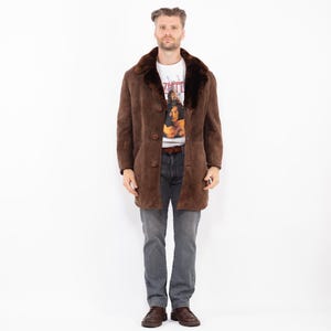 70&#39;s Sheepskin Shearling Coat, Men&#39;s Size L Vintage Shearling Coat, Western Ranch Wear, Western Apparel, Marlboro Man Coat, 70s Outerwear