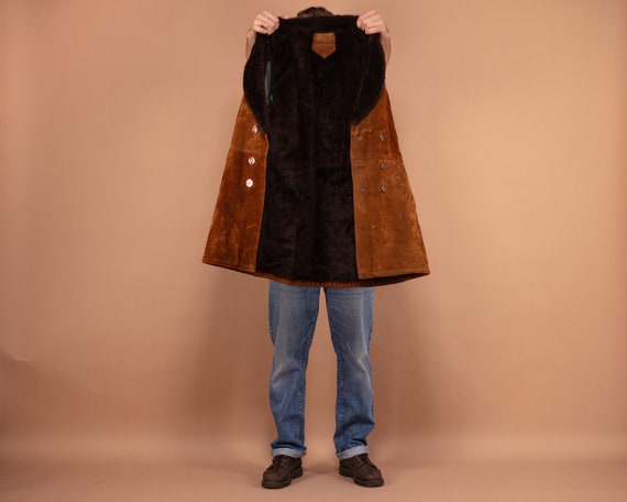 Brown Velour Sherpa Coat 90's, Size Large, Men Fa… - image 4