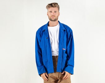 Blaue Chore Jacke Arbeit 90er Männer Workwear Oberbekleidung Mechaniker Jacke Freund Geschenk Canvas Jacke Lager Größe extra große XL