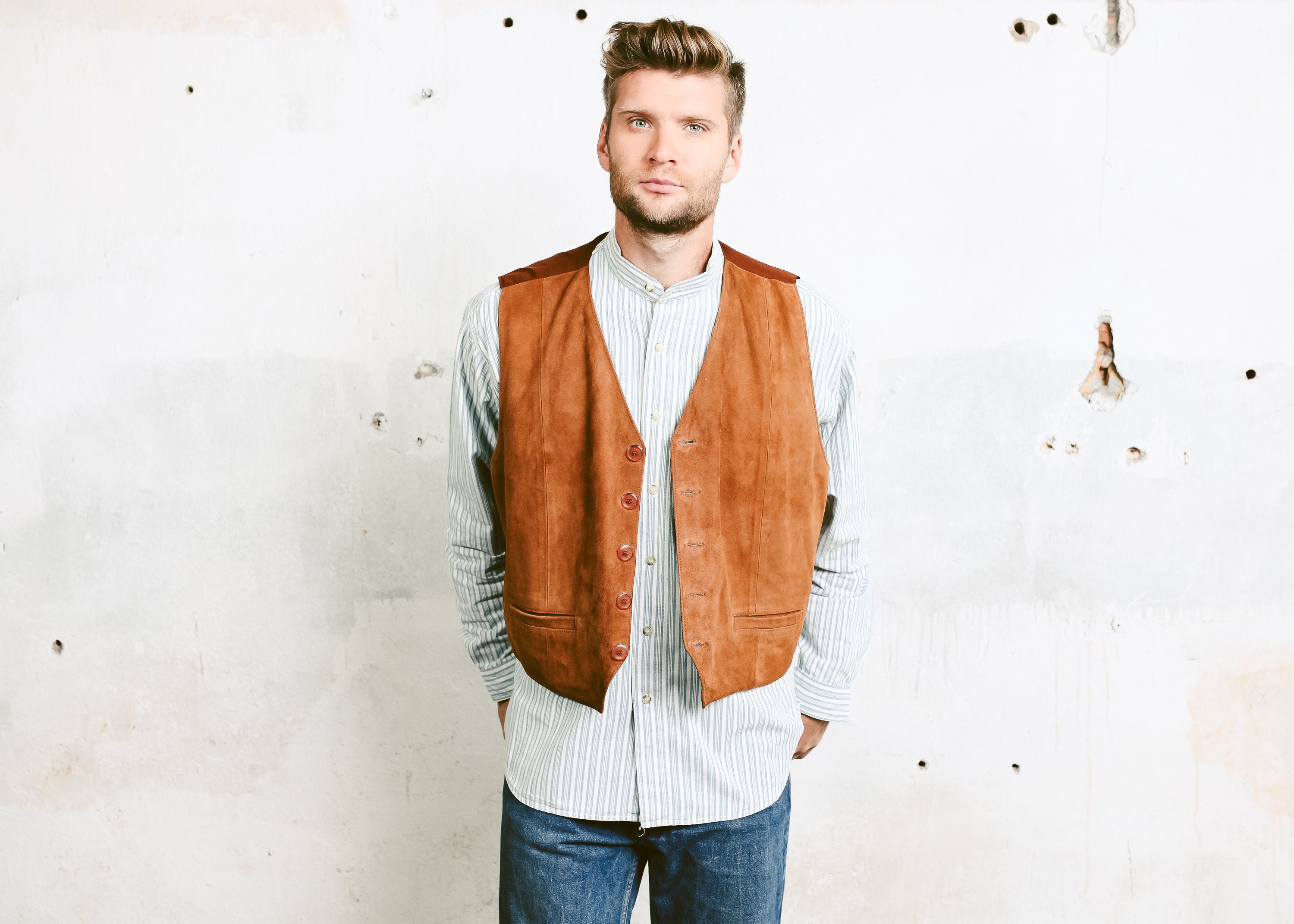 mens suede waistcoat