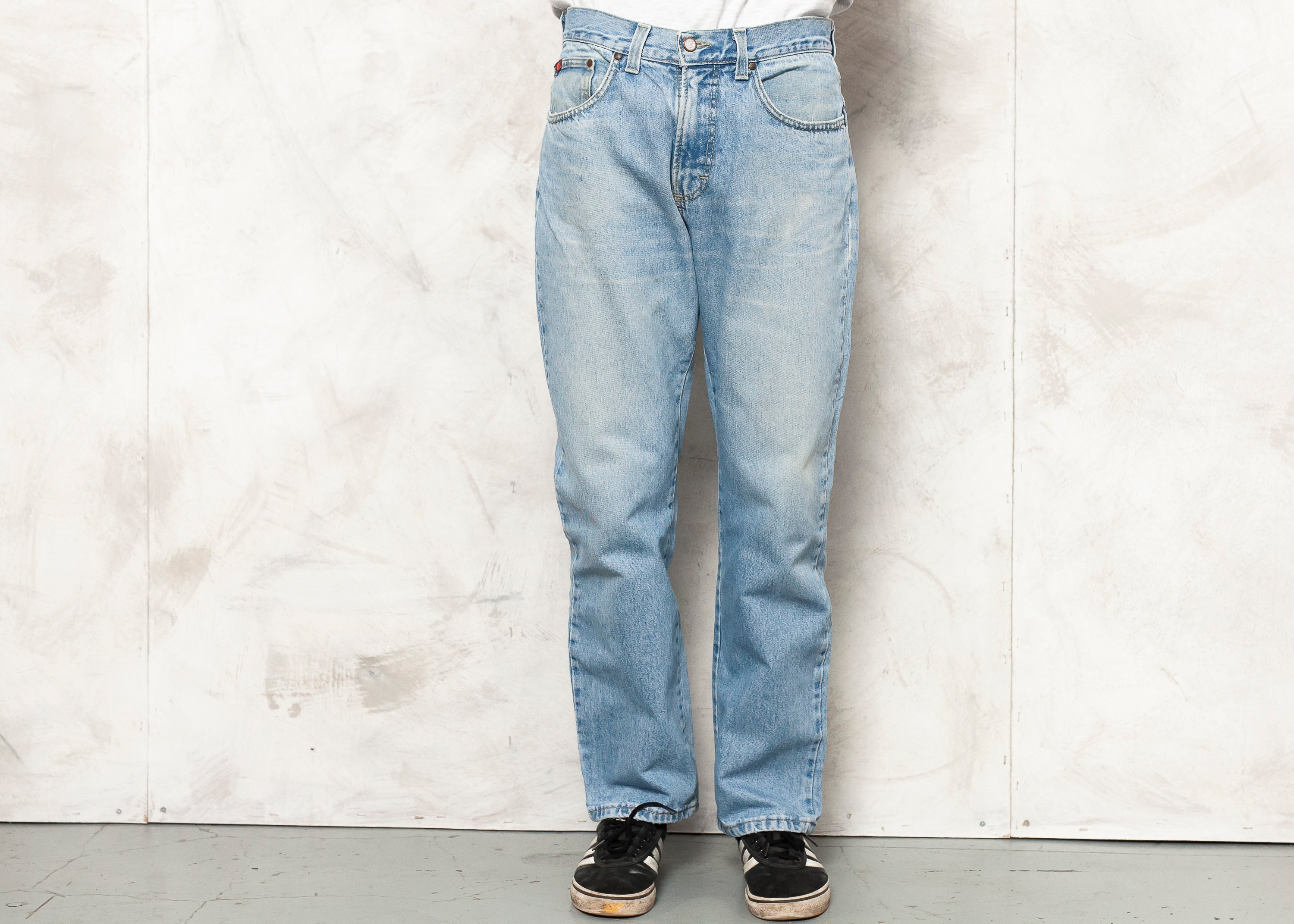 Men Lee Jeans Vintage Men Denim Pants Faded Light Wash Zipper - Etsy