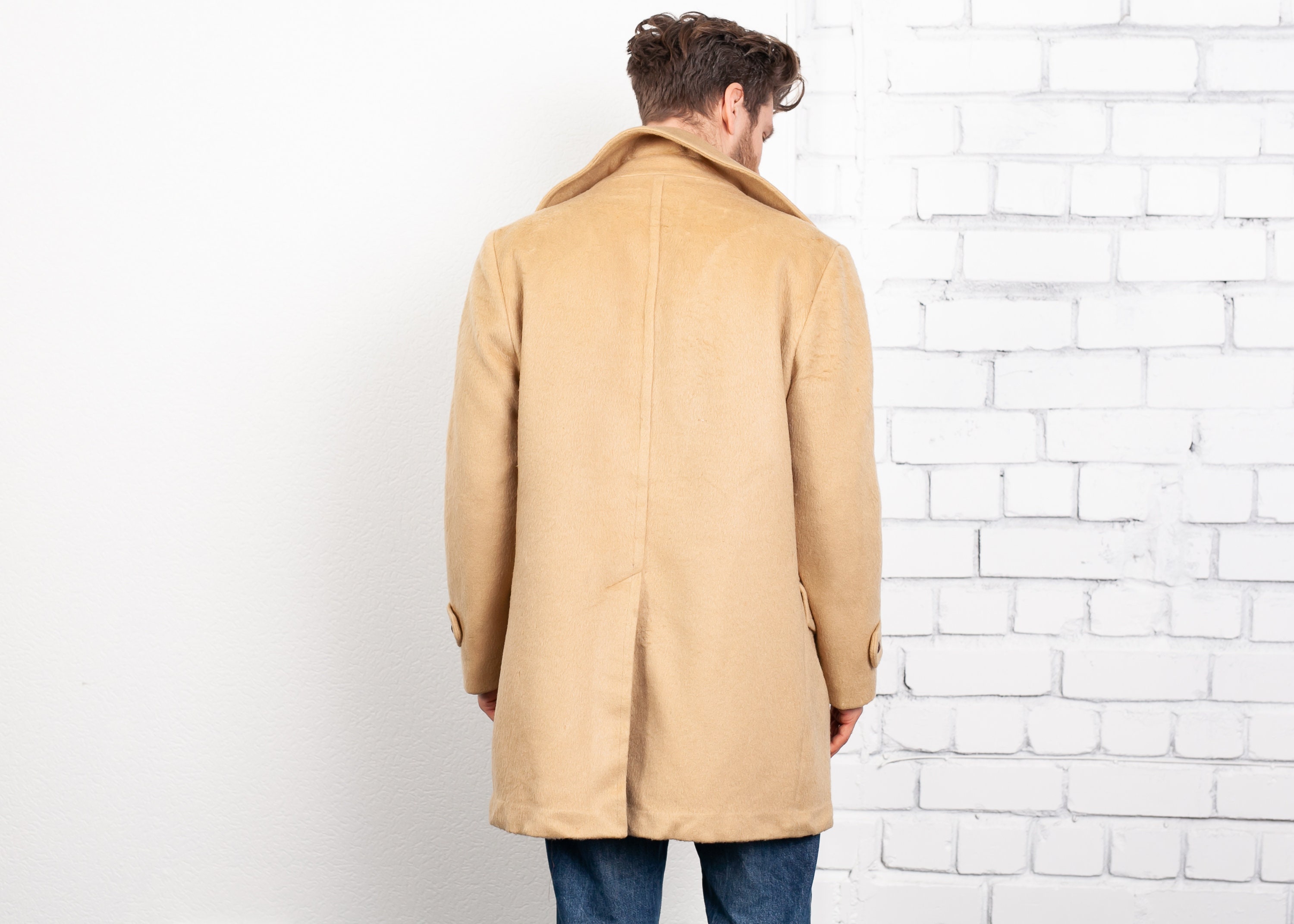 60s Pendleton Wool Car Coat . Vintage Men's Camel Brown Short Coat Winter Coat Warm Jacket Wool