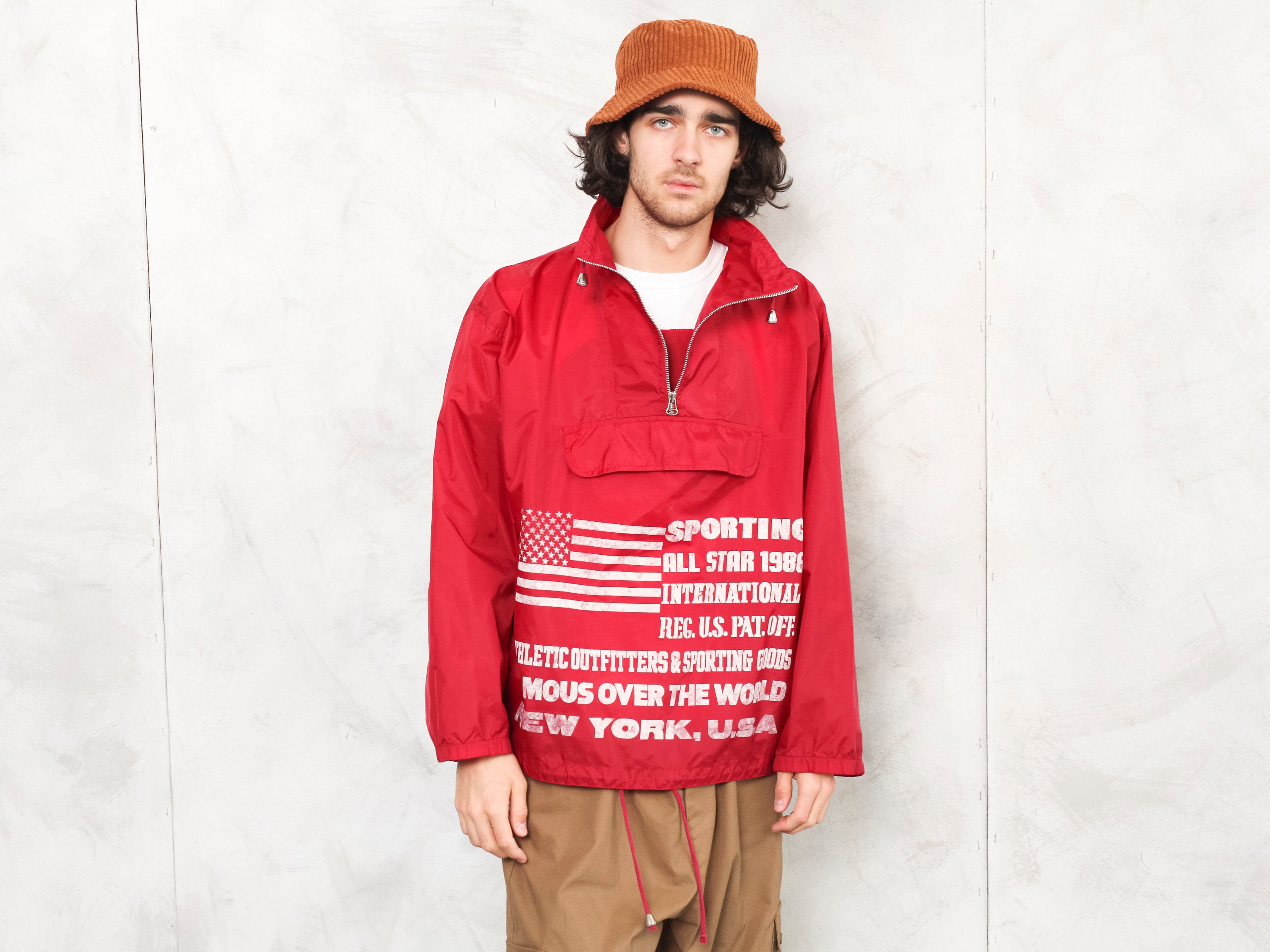 red anorak jacket
