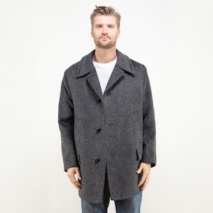 80s Classic Wool Overcoat in Beige, Vintage Men Collared 80s Classic Wool Overcoat in Beige, Vintage Men Collared