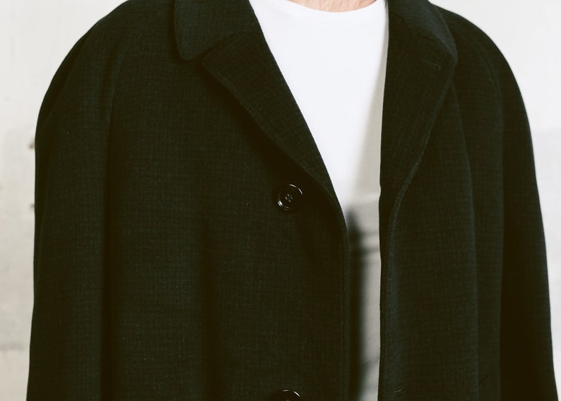 size Extra Large XL 50s Men Wool Overcoat 1950s Black Topcoat Greatcoat Jacket Men Overcoat Winter Coat Vintage Men Cocoon Coat