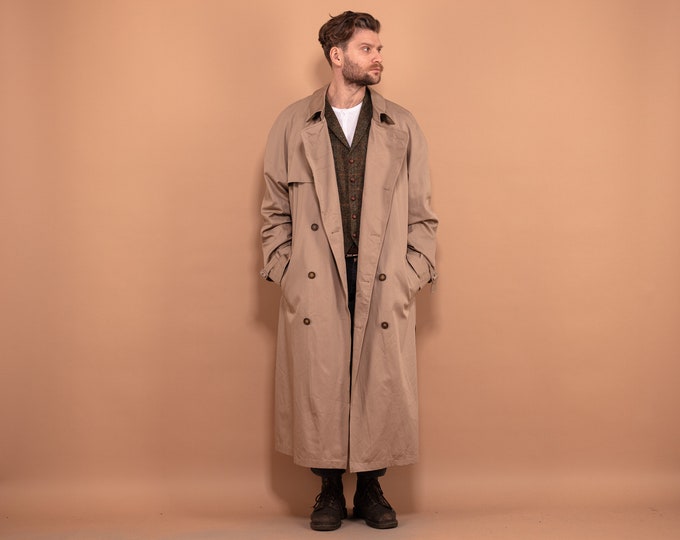 Oversized Trench Coat 00s, Size XL Vintage Trench Coat, Double Breasted Coat, Office Coat, Commuter Coat, Spring Coat,  Minimalist Outerwear