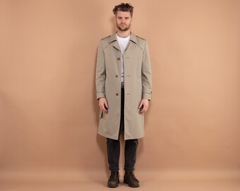 Beige Trench Coat 80s, Size S Vintage Trench Coat, Single Breasted Coat, Men Clothing, Commuter Coat, Spring Coat, Minimalist Outerwear