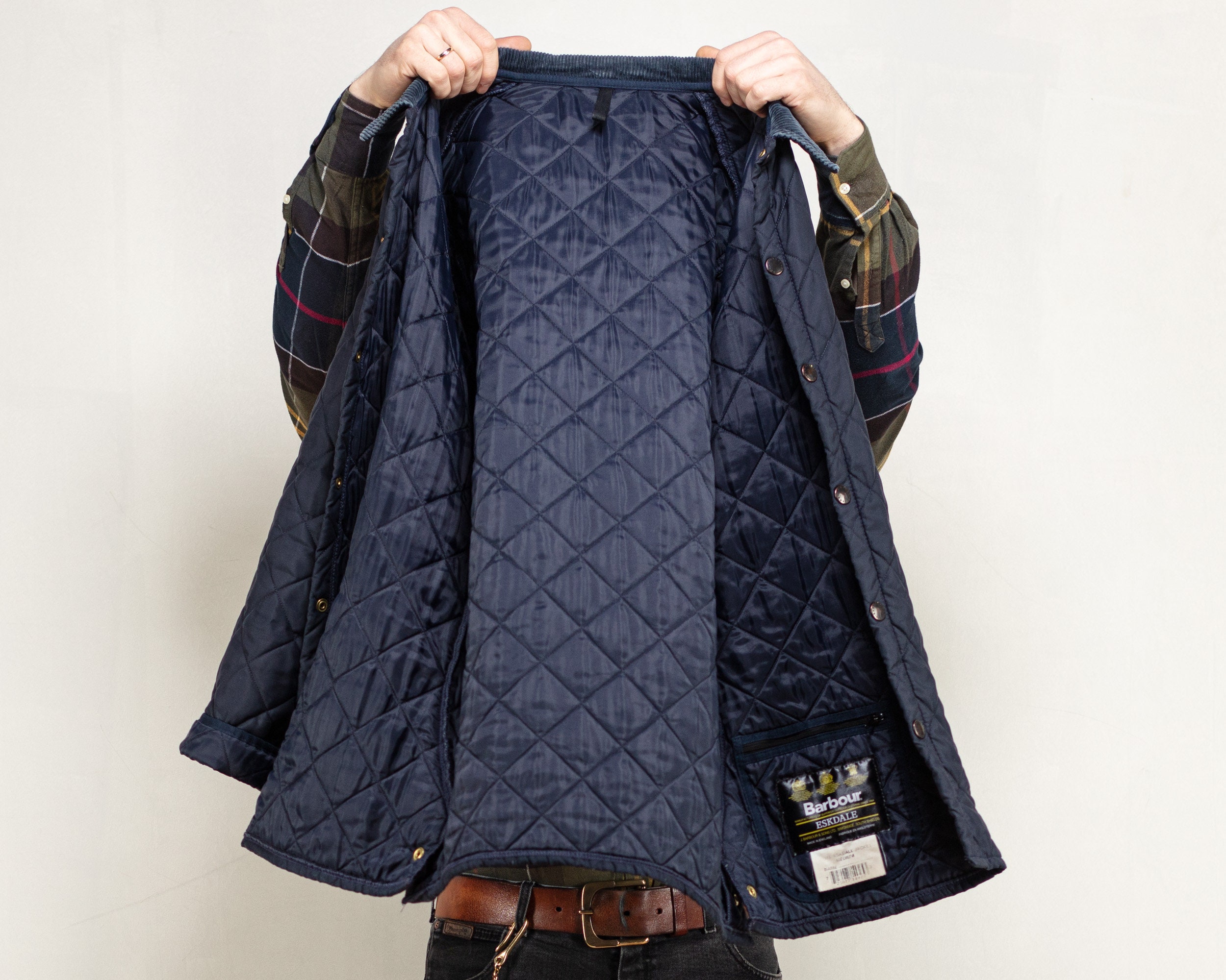 Barbour Jacket Men eskdale vintage 00s navy jacket diamond quilted