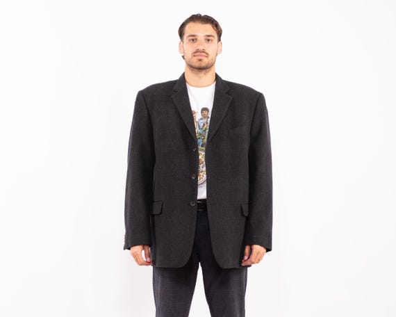 Vintage Gray Wool Blend Blazer, Size XL Retro Sport Coat