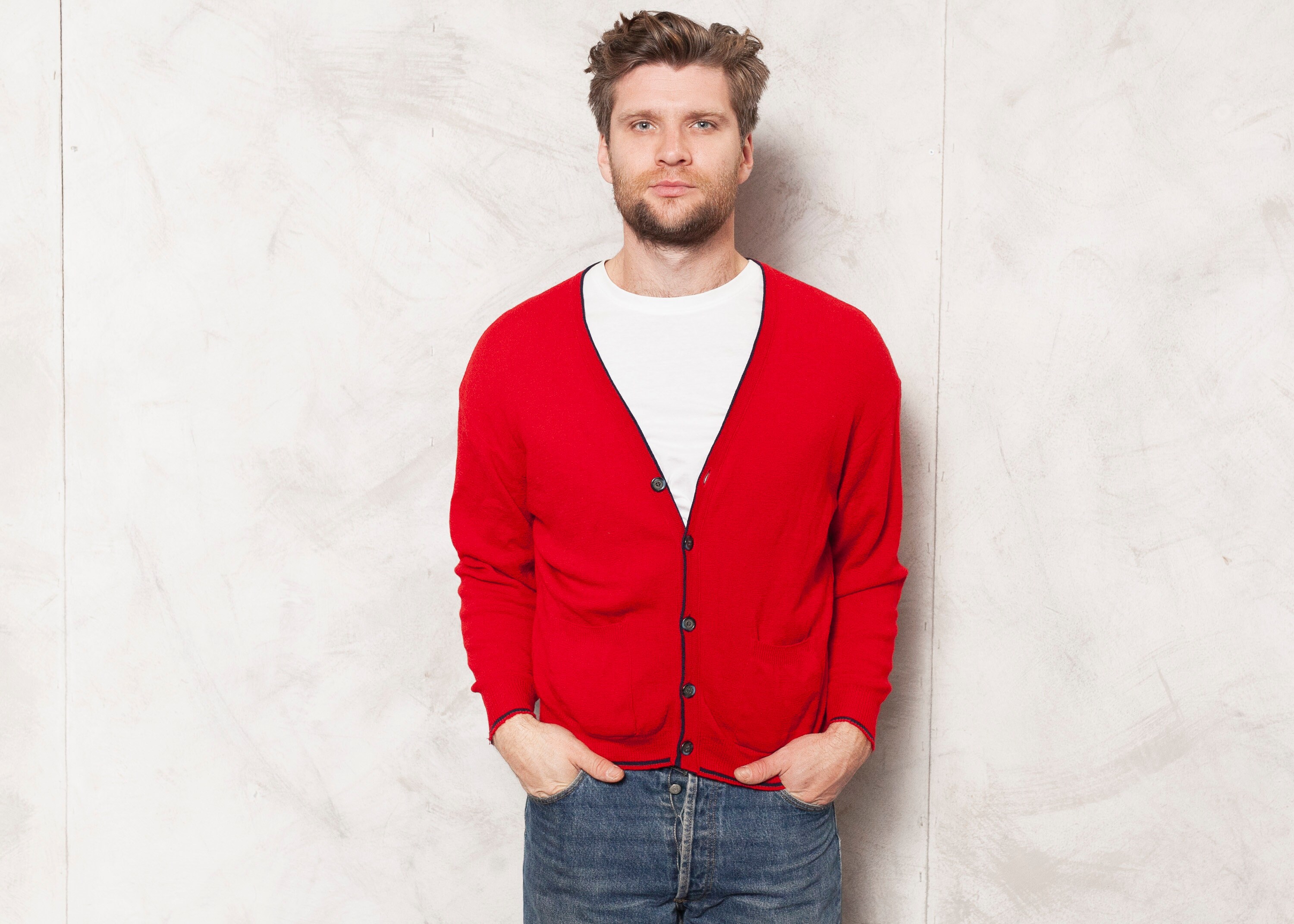 red men cardigan