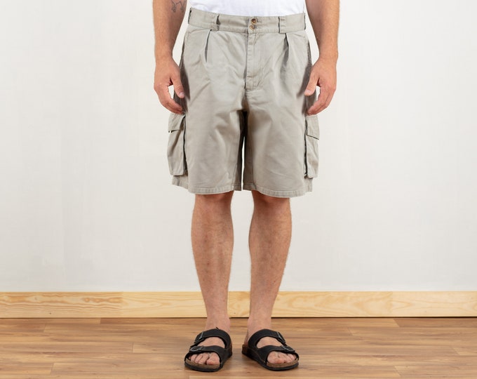 Grey Utility Shorts Vintage cargo 90s shorts everyday men hiking shorts casual tourist shorts gift idea men clothing size extra large xl