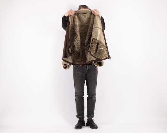 90er Jahre Schaffell Herrenjacke, Größe XL Vintage Shearling