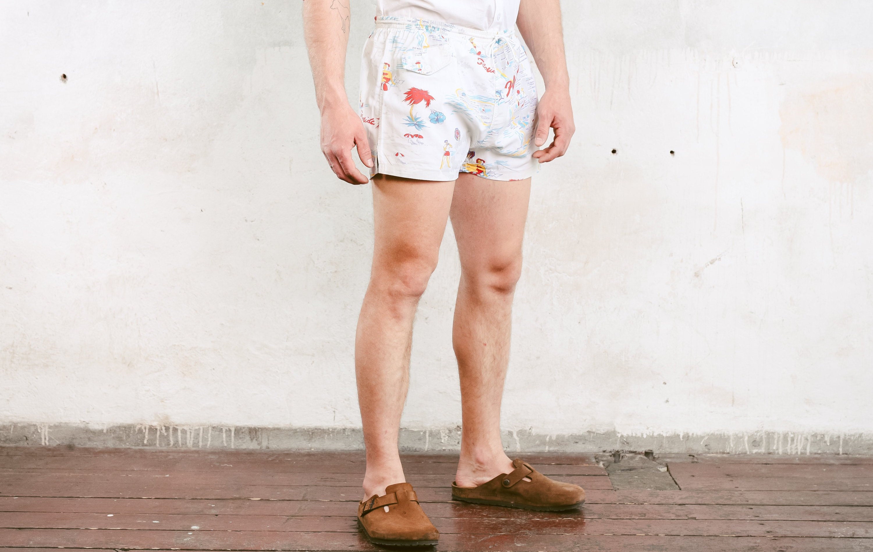 Bold 80s Summer Shorts . Vintage Men Beach Shorts Men's Surfer Shorts
