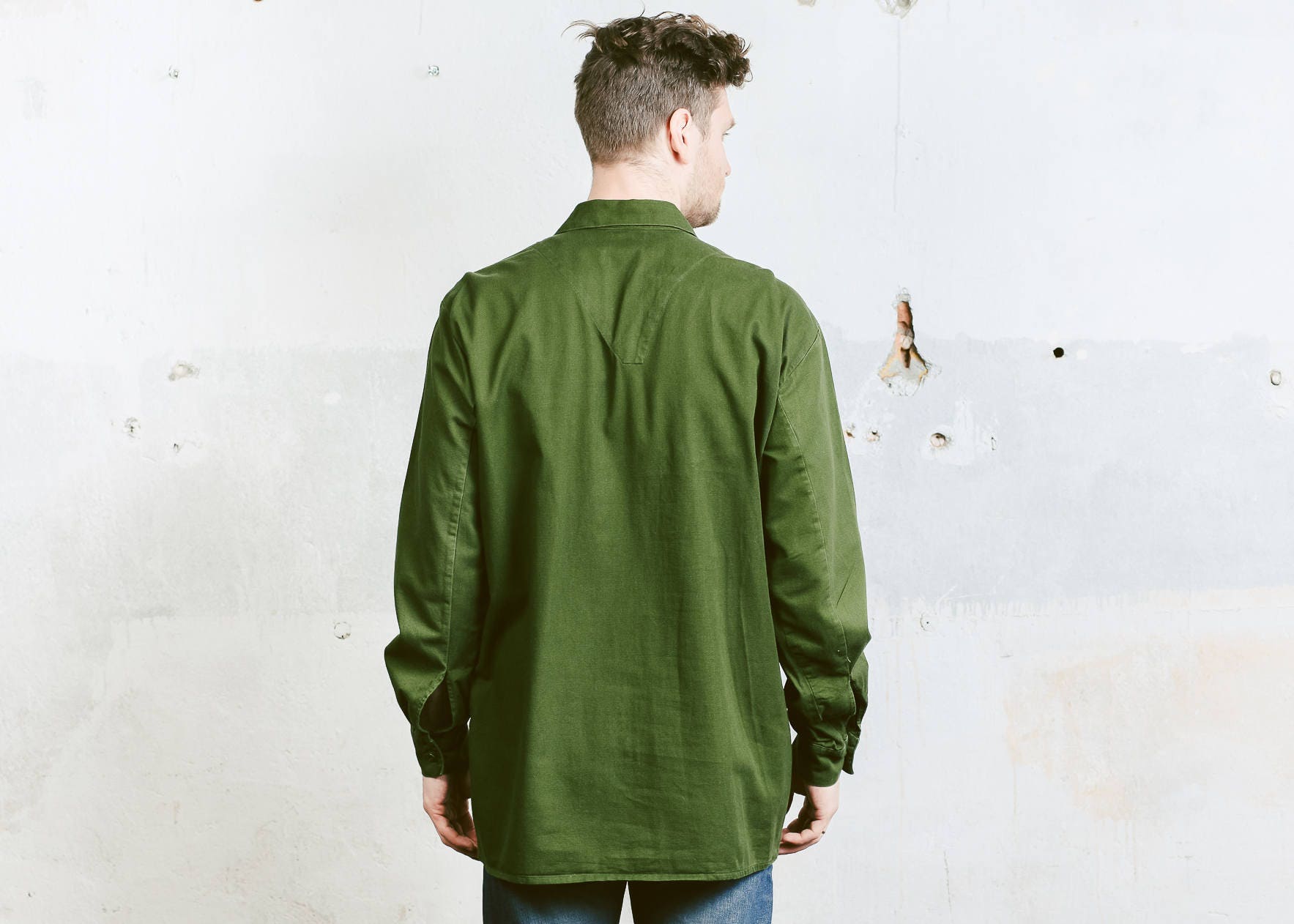 Green Military Anorak Shirt . Vintage 80s Shirt Jacket Army Military ...