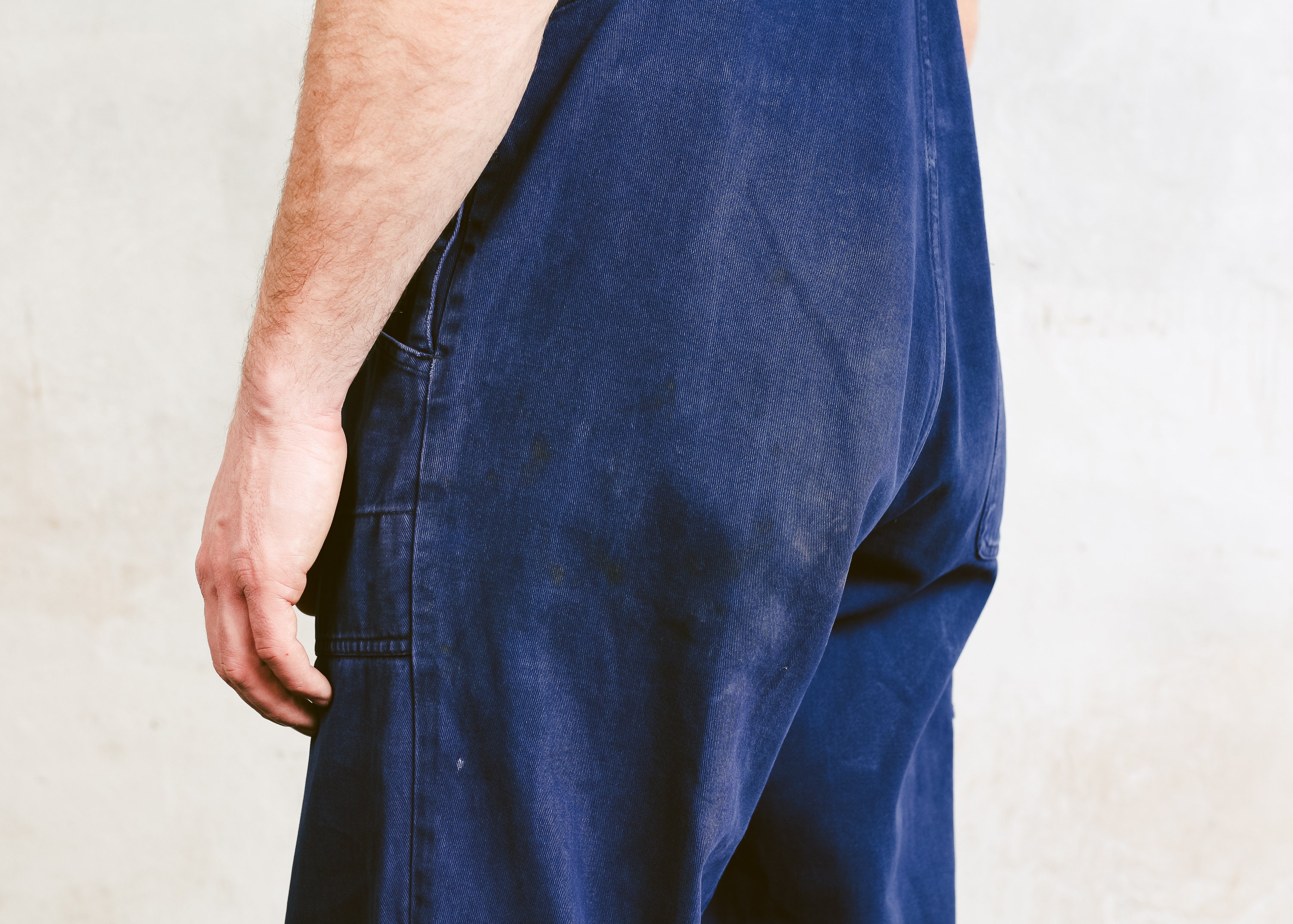 Vintage Men's Work Jumpsuit . Overalls Dark Blue Sanfor 1980s Garage