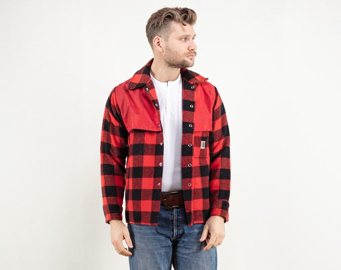 Tartan Plaid Wool Jacket men vintage 80's woodcutter jacket Americana brown wool woodcutter jacket men lumberjack jacket size extra large xl