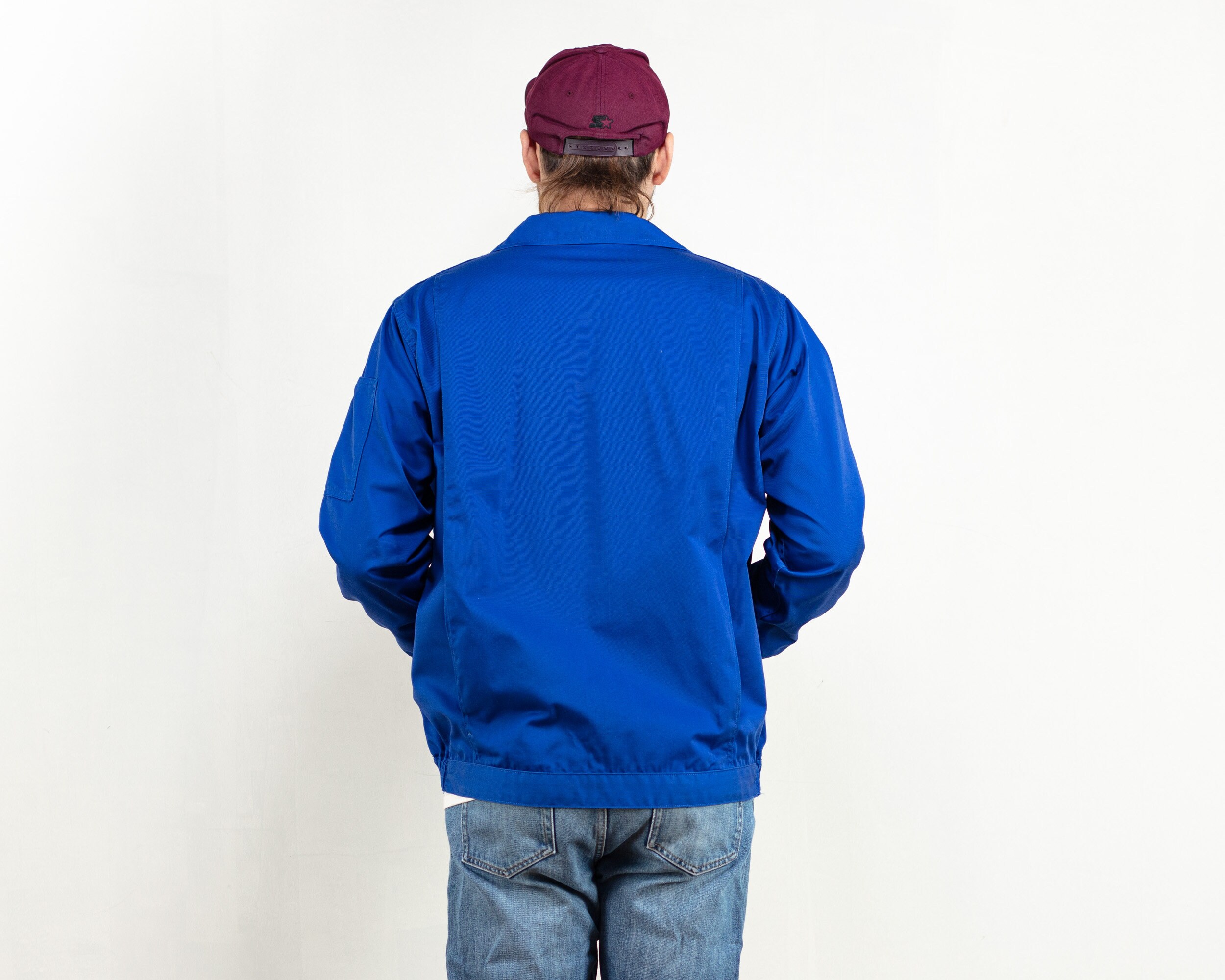 Blue Chore Jacket vintage 80s men blue work jacket men workwear