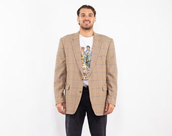 Vintage Beige Wool Blazer, Heritage Preppy Sport Coat, Men's Size XL