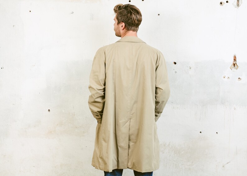 Vintage 90 Mac Coat .Men/'s Beige 90s Duster Coat Oversized Jacket Cotton Blend Long Coat Boyfriend Gift Autumn Coat size Extra Large XL
