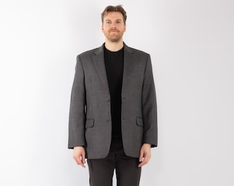 Vintage Gray Wool Blazer, Retro Sport Coat, Men's Size XXL