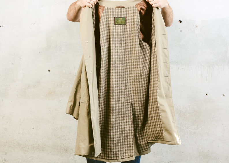 Vintage 90 Mac Coat .Men/'s Beige 90s Duster Coat Oversized Jacket Cotton Blend Long Coat Boyfriend Gift Autumn Coat size Extra Large XL