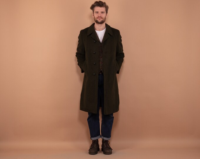 Loden Wool Coat, Size Medium M, Vintage Wool Coat, Men Woolen Coat, Spring Wool Coat, Formal Overcoat, Elegant Wool Coat, Mens Clothing