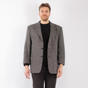 90s Gray Men&#39;s Blazer Jacket, Size L/XL Vintage Wool Jacket, Retro Sport Coat, Old Money Style, Mens Clothing, Heritage Wear, Preppy Style