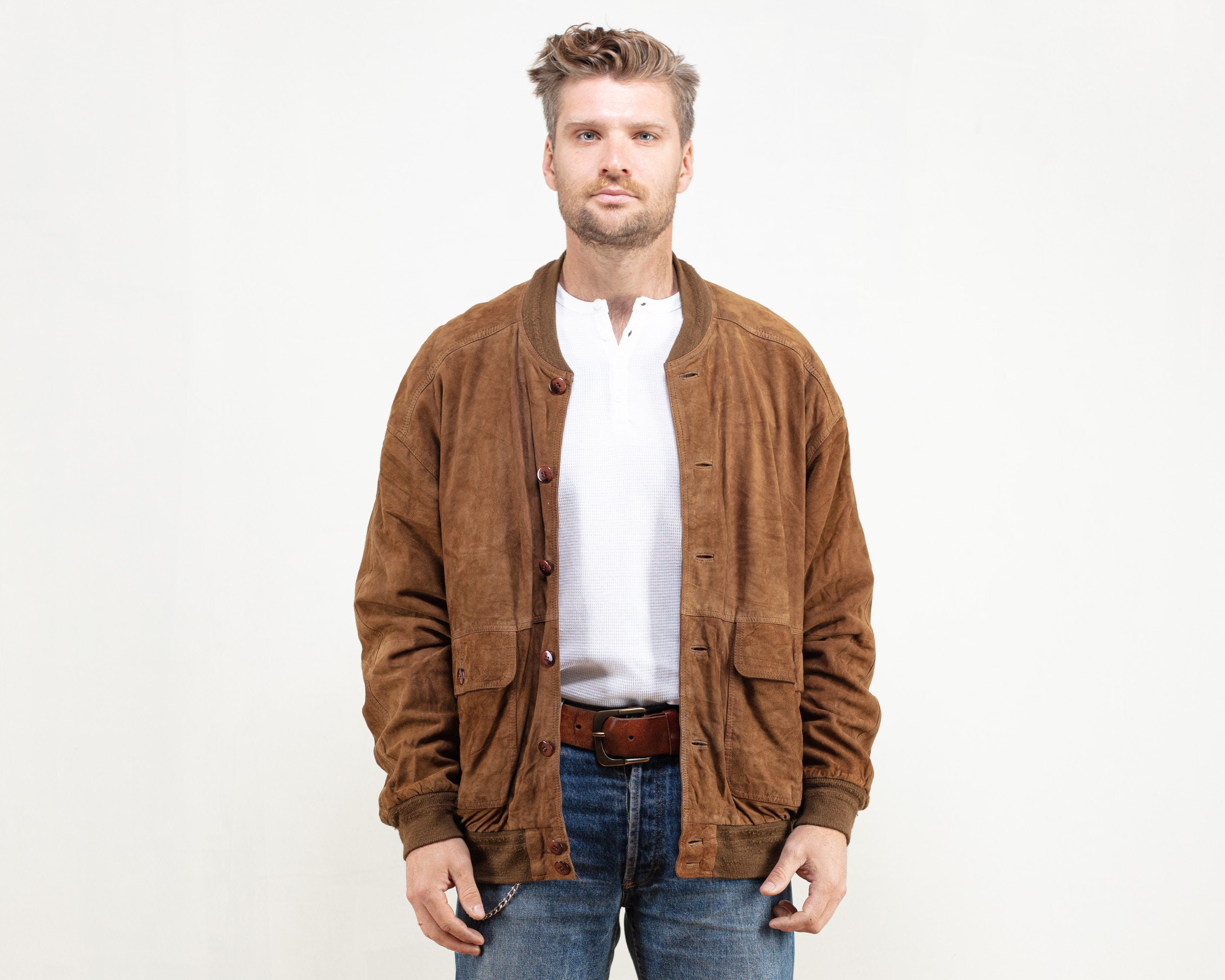 Men Suede Bomber Jacket Men Vintage 90's Flight Jacket - Etsy