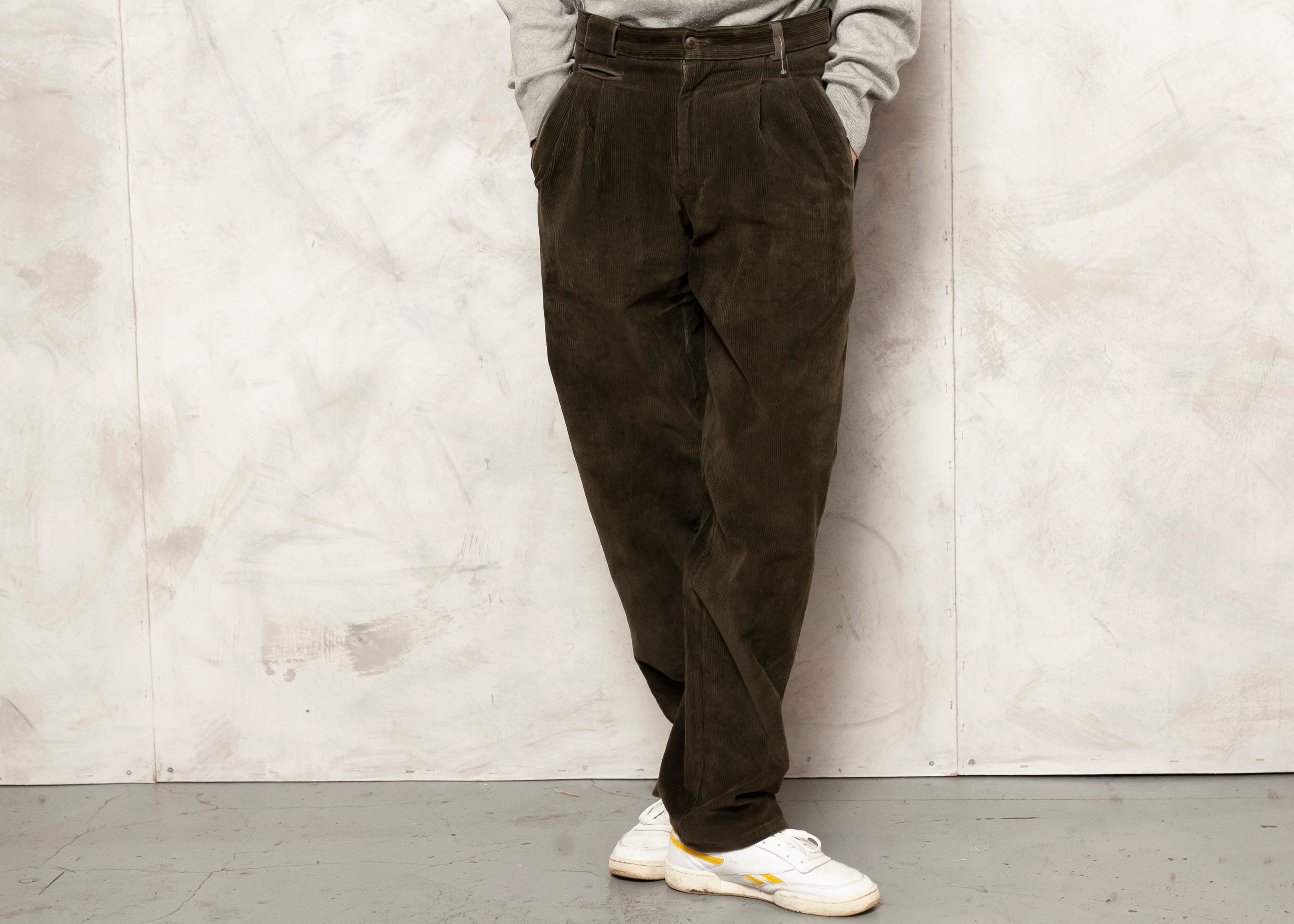 Baggy Corduroy Pants Vintage 90s Dark Brown Cord Pants Cotton Trousers ...