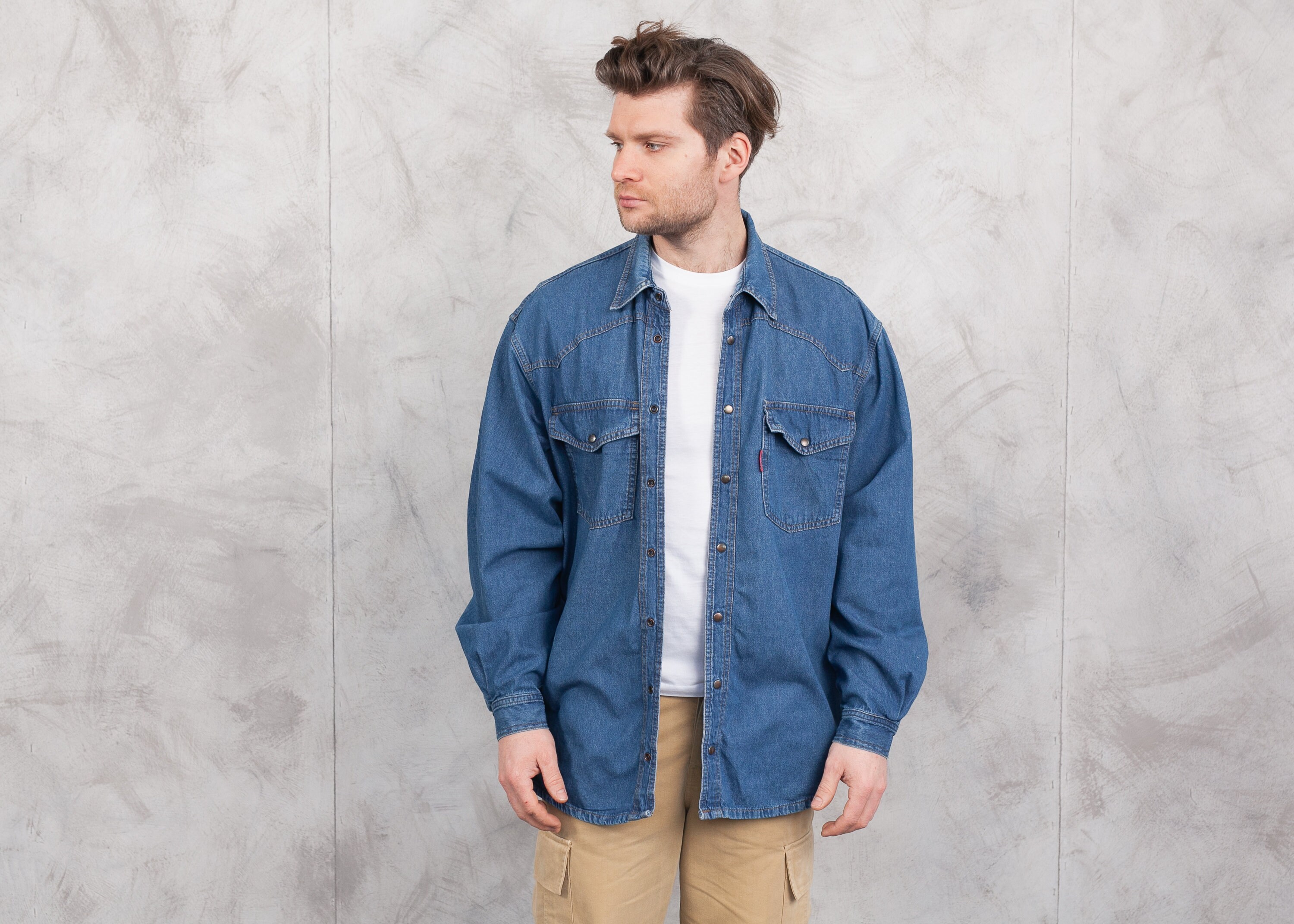 Denim Button Down Shirt . Vintage 90s 
