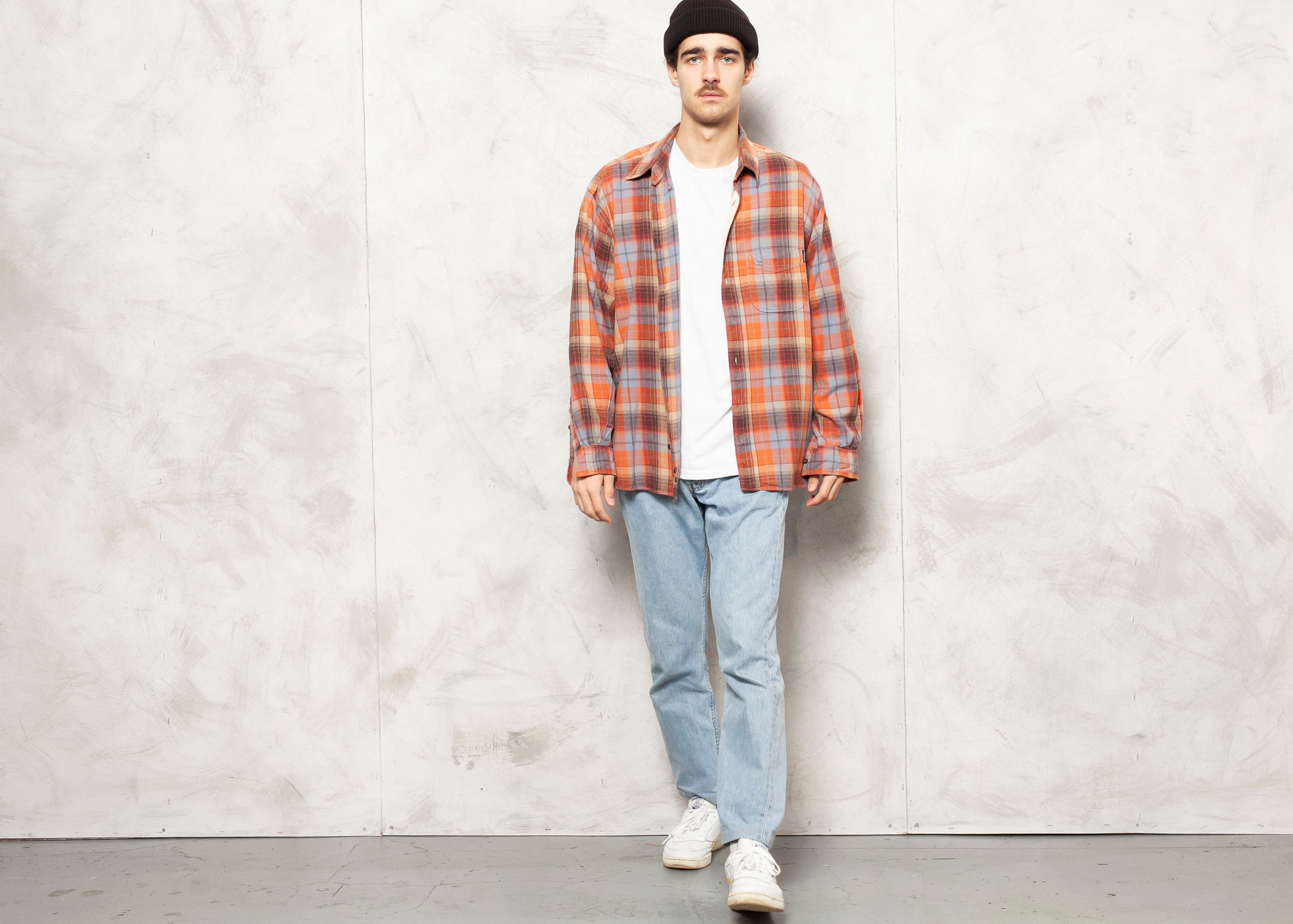 Orange Flannel Shirt 90s Lumberjack ...