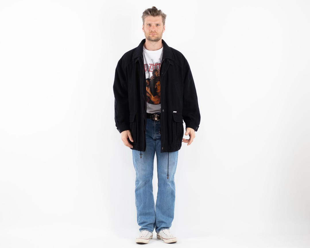 Buy 90s Blue Wool Blend Jacket - Men's Size L Online in India - Etsy
