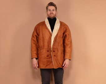 Vintage 70s Men Trench Coat . Beige Long Jacket Mac Coat Duster 