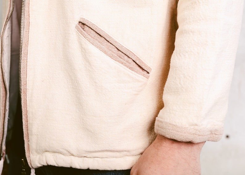 size Medium M Beige Hippie Hoodie Men/'s Hooded Sweater Vintage Sweater Zip Up Hoodie Spring Jacket Vintage Men Hoodie Jacket