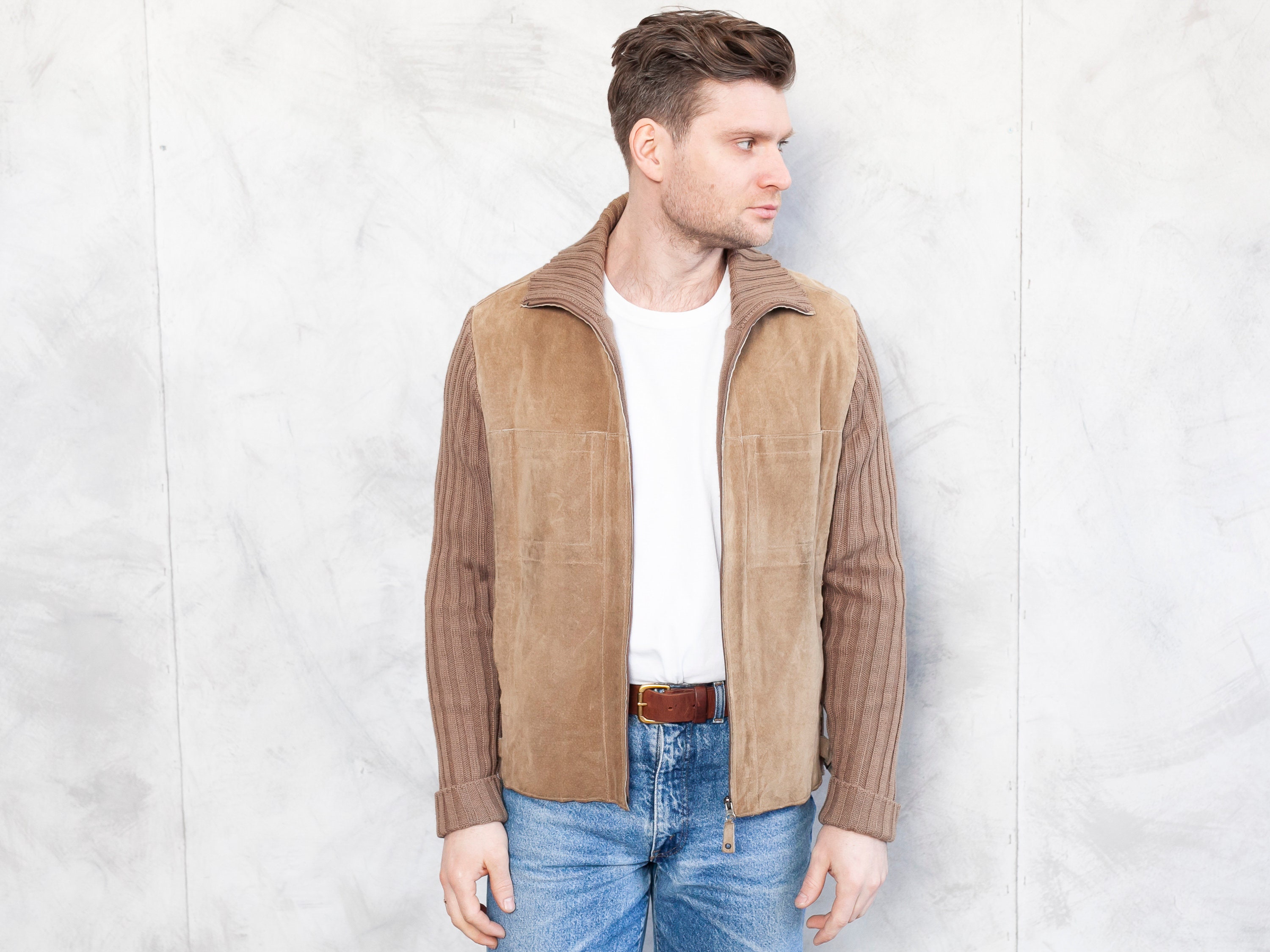 suede cardigan jacket