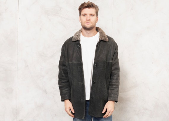 Original Shearling Jacket Vintage 80's Suede Coat