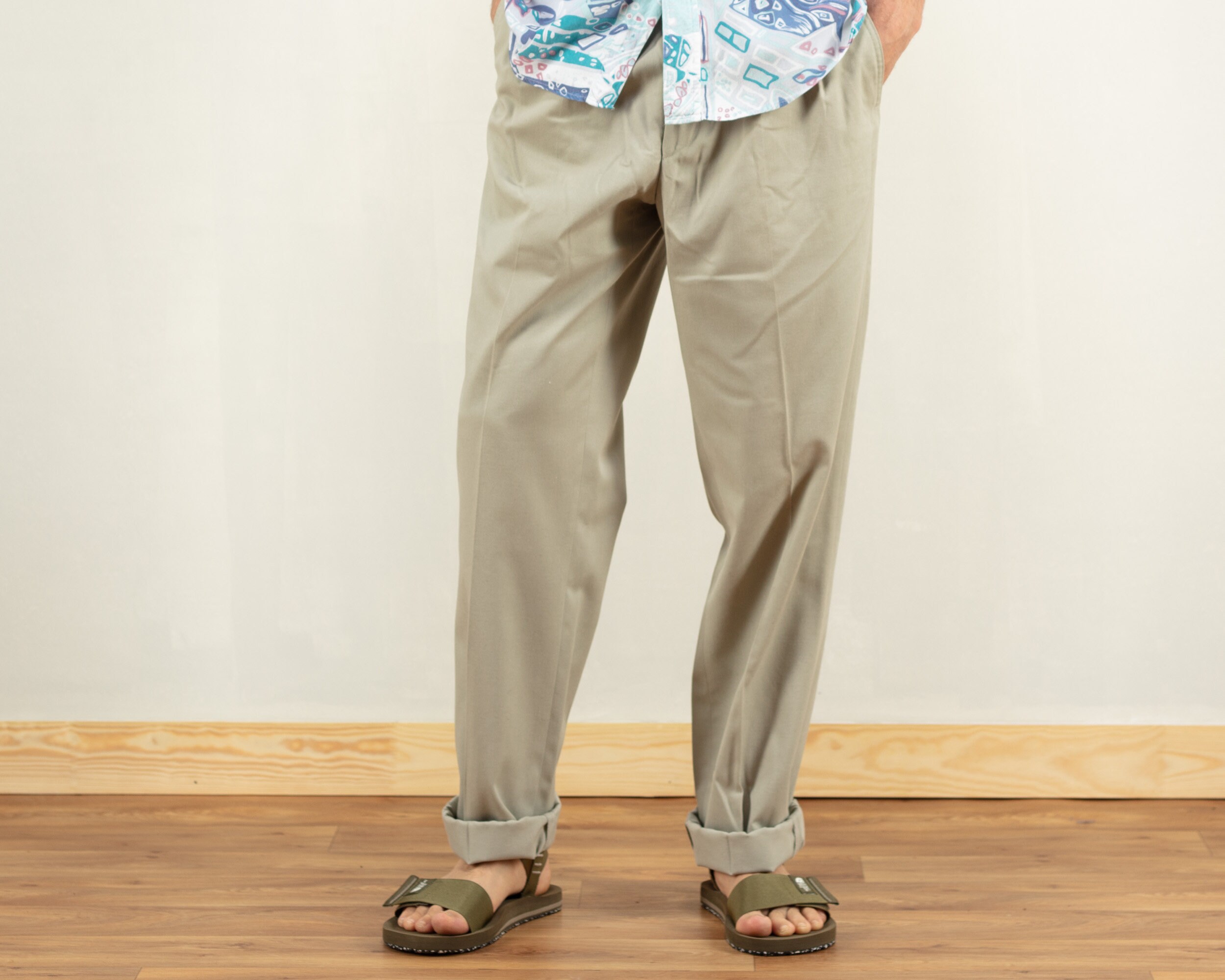 Casual Grey Pants men vintage 80s bold 