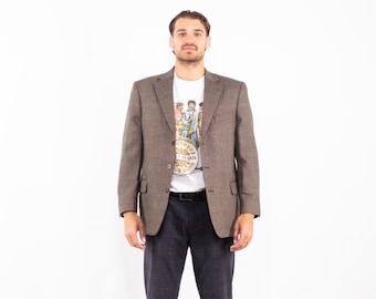 Beige Men's Wool Blazer, Size L Vintage Wool Jacket, Retro Sport Coat, Beige Wool Jacket, Heritage Fashion, Old Money Style, Preppy Wear