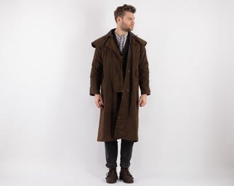 90s Driza-Bone Waxed Cotton Riding Coat, Men's XS Vintage Outerwear