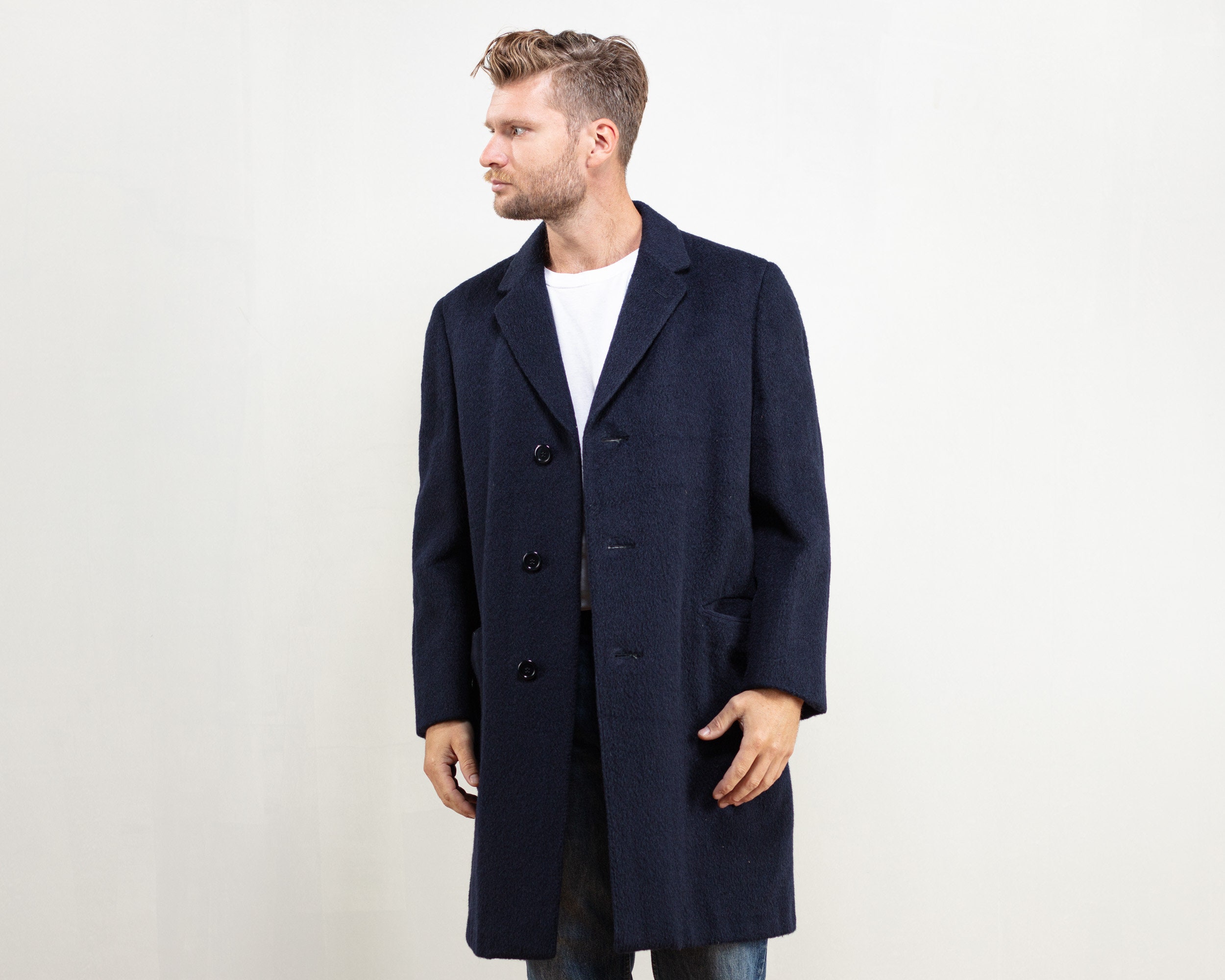 Vintage Wool Coat classic men vintage 1990s winter overcoat office long ...