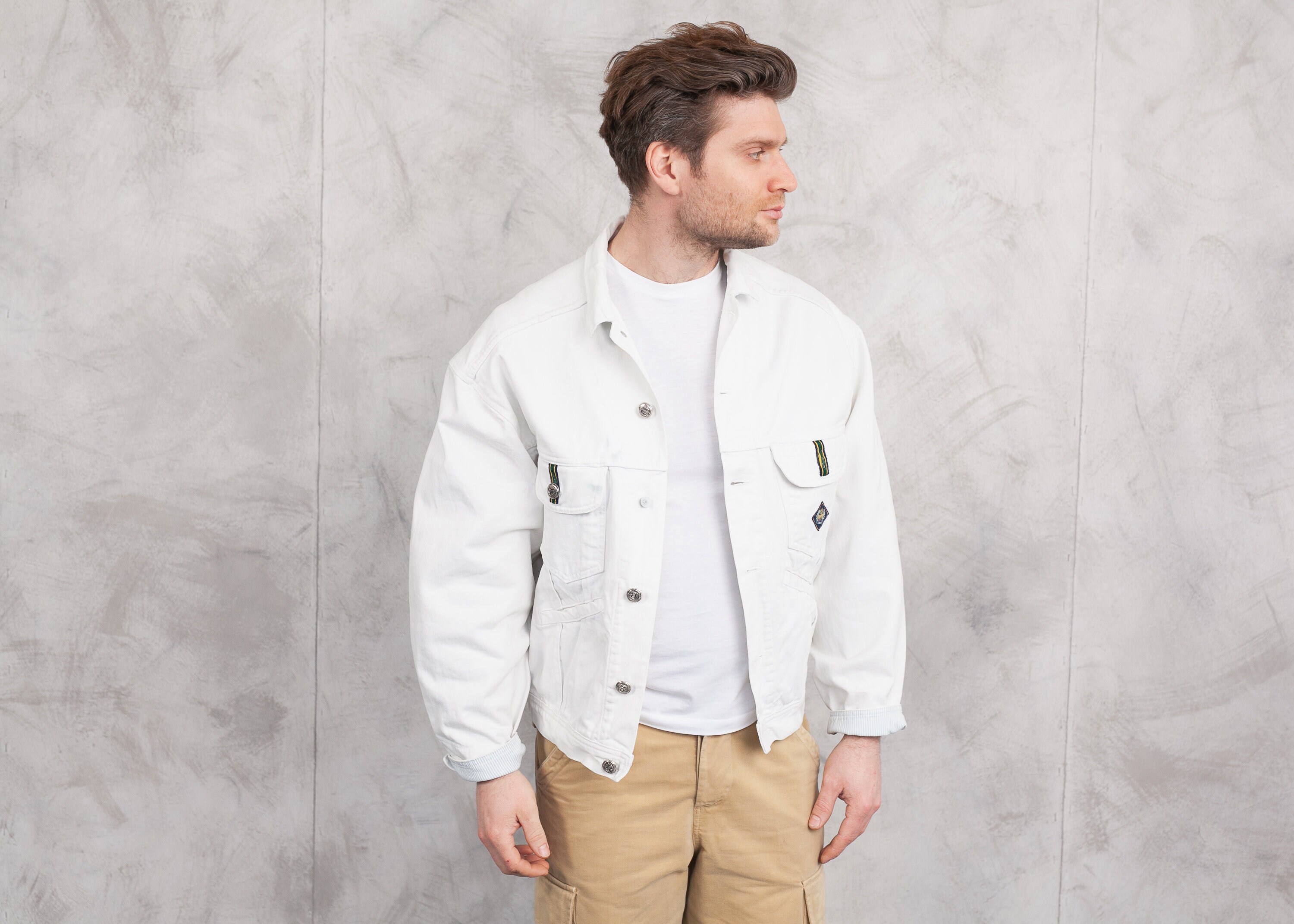 mens white trucker jacket