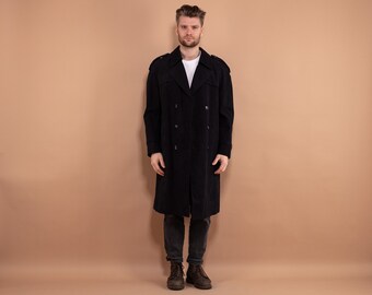 Faux Suede trenchcoat, maat M/L Vintage trenchcoat, jas met dubbele rij knopen, herenkleding, detectivejas, lentekleding, BetaMenswear