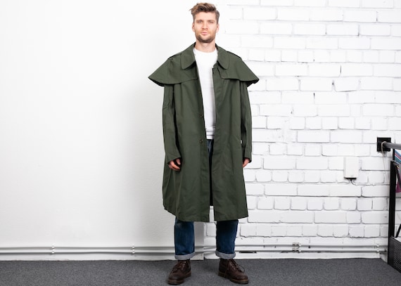 Army Surplus Rain Coat . Vintage Men Duster Coat M