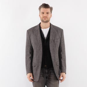 Herren Graue Wolle Blazer Jacke, Größe L Vintage Wolljacke, Retro Sport Mantel, Graue Wolljacke, Kulturerbe Mode, Preppy Academia Blazer