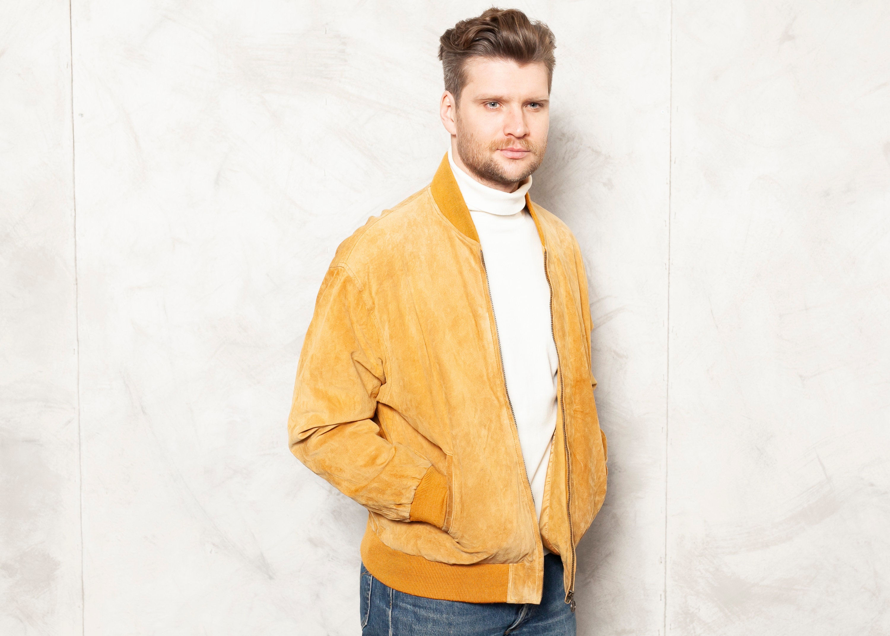 yellow suede jacket mens