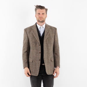 Herringbone Tweed Blazer, Men's Size L Vintage Tweed Jacket, Retro Wool Jacket, Academia Blazer Jacket, Old Money Style, Heritage Outerwear,