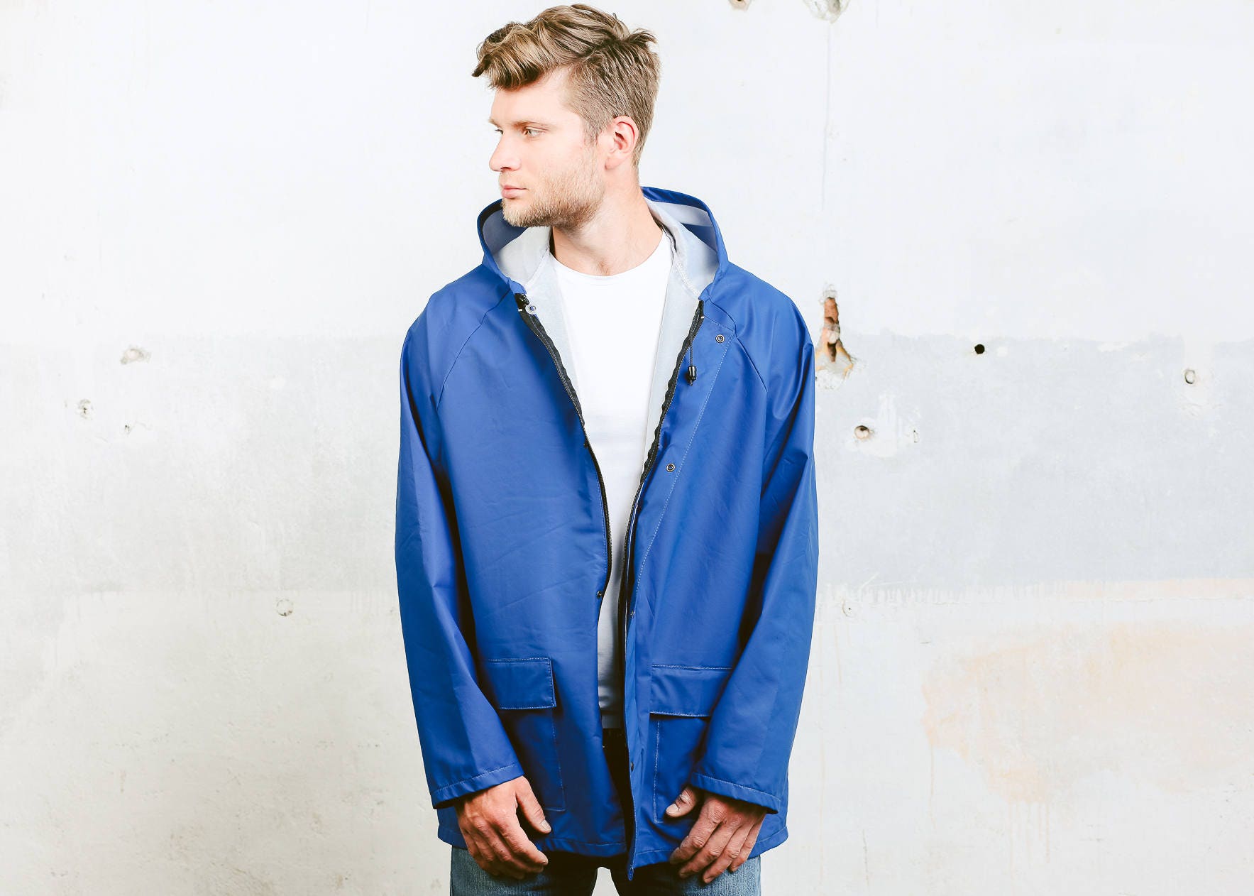 Vintage Rain Jacket . 80s Windbreaker Jacket Festival Coat Outerwear