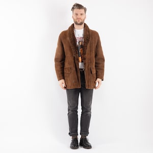90&#39;s Sheepskin Men Coat, Size M Vintage Shearling Coat, Retro Barn Coat, Yellowstone Coat, Rugged Western Sheep Coat, Mens Clothing