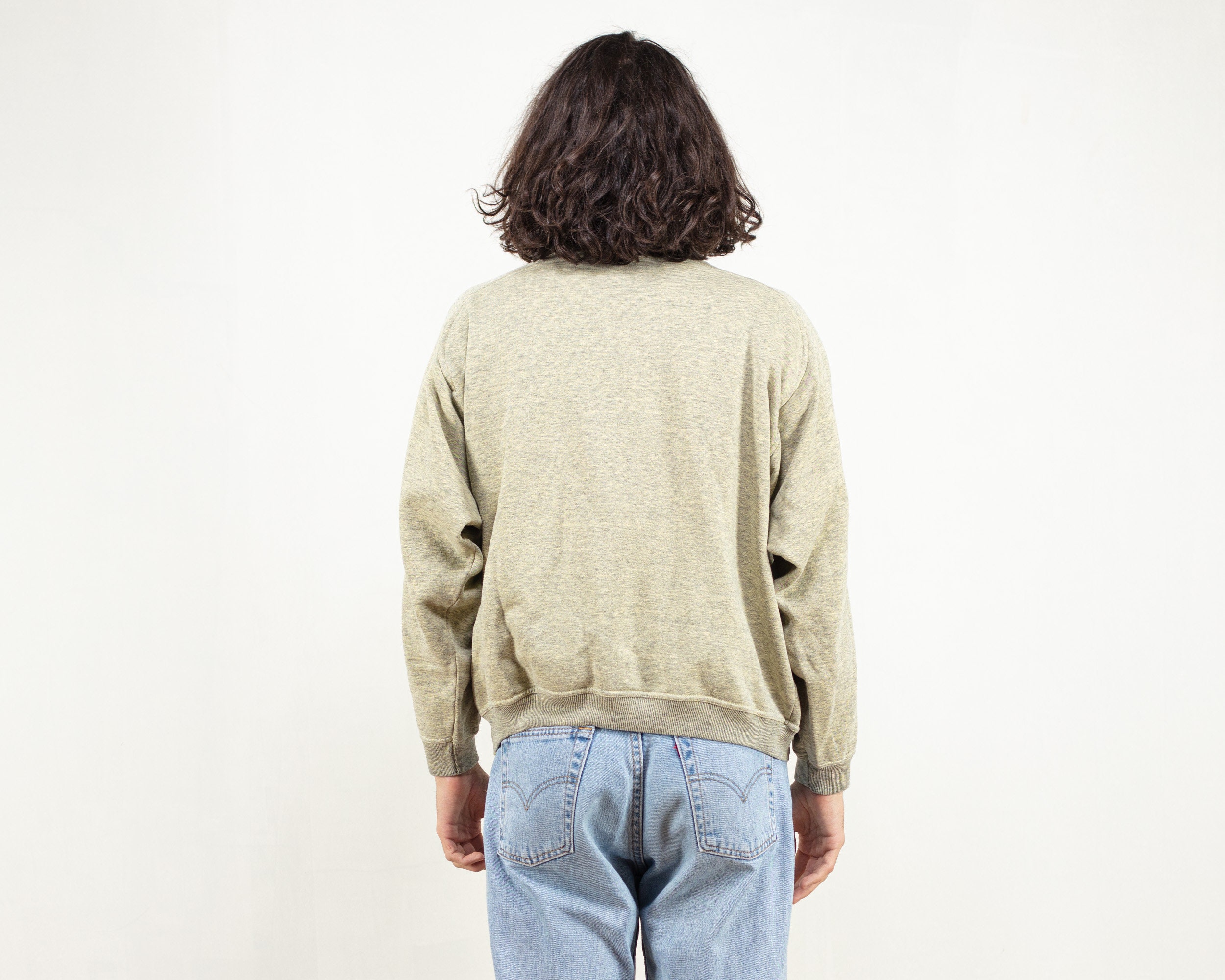 Green 80's Sweatshirt cotton jumper 1980s sport pullover casual men jumper everyday jumper men